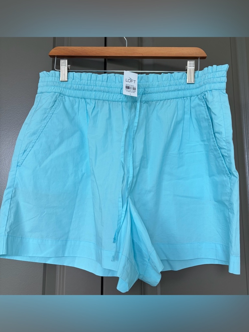 LOFT Aqua Blue Elastic Drawstring Shorts